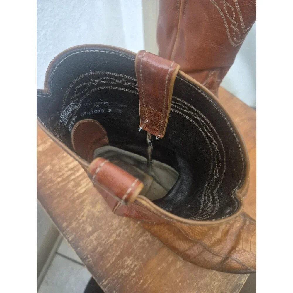 Vintage Justin Ostrich Leg Exotic Roper Boots Men's Size 10.5D USA Western M9339